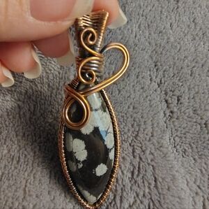 Snowflake Obsidian Wire wrap Pendant